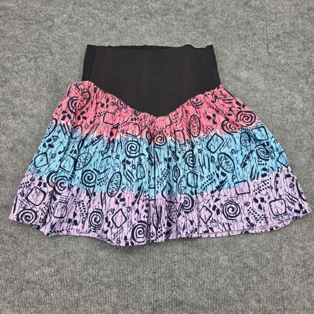 Vintage L.A. Annex Pink Blue Purple Geometric Tribal Print Mini Skirt Medium